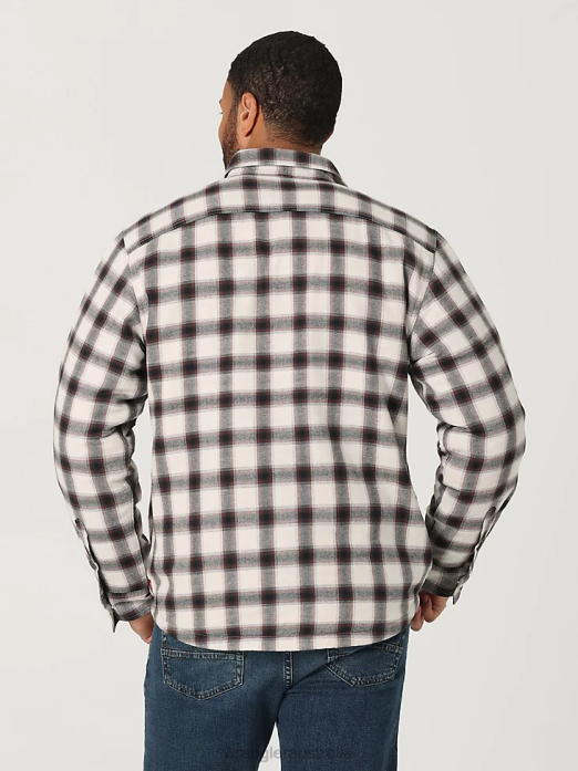 Heavyweight Plaid Sherpa Lined Shirt Jacket Men Wrangler RHXV390 Clothing Lilly White (112324451)