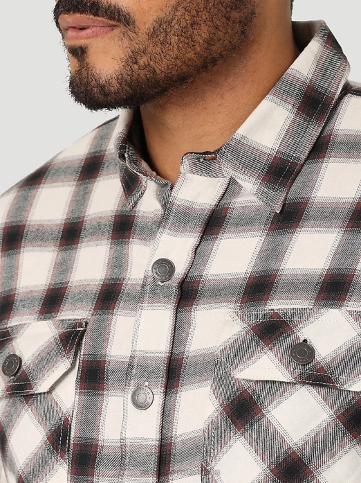 Heavyweight Plaid Sherpa Lined Shirt Jacket Men Wrangler RHXV390 Clothing Lilly White (112324451)