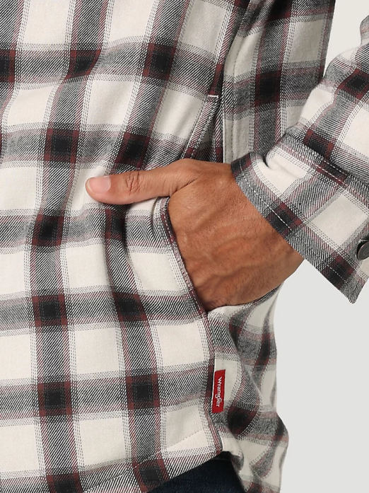 Heavyweight Plaid Sherpa Lined Shirt Jacket Men Wrangler RHXV390 Clothing Lilly White (112324451)