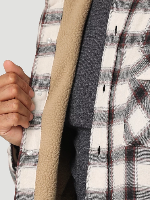 Heavyweight Plaid Sherpa Lined Shirt Jacket Men Wrangler RHXV390 Clothing Lilly White (112324451)