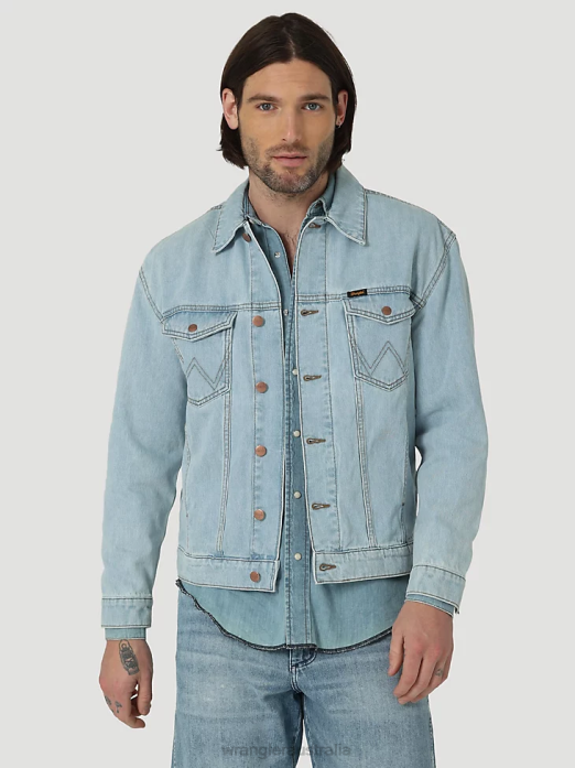 Heritage Anti-Fit Jacket Men Wrangler RHXV618 Clothing Icy Blue (112321108)