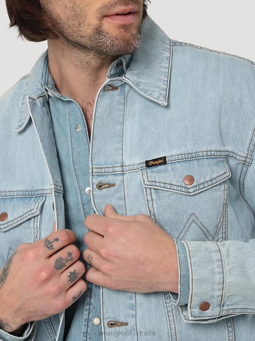 Heritage Anti-Fit Jacket Men Wrangler RHXV618 Clothing Icy Blue (112321108)