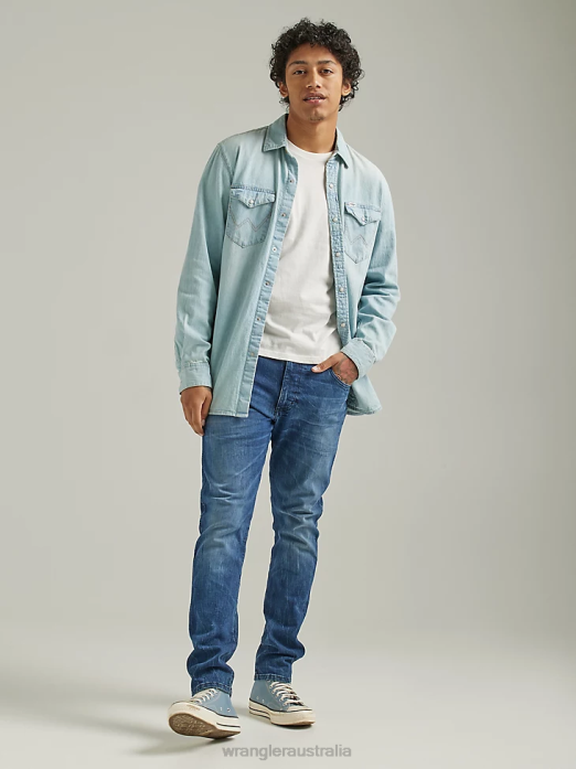 Heritage Redding Loose Fit Jean Men Wrangler RHXV185 Clothing Ripped Light Wash (112335468)