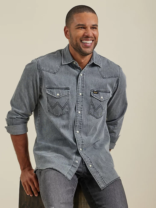 Heritage Workshirt Men Wrangler RHXV474 Clothing Washed Black (112335452)