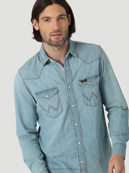Heritage Workshirt Men Wrangler RHXV477 Clothing Icy Blue (112319096)