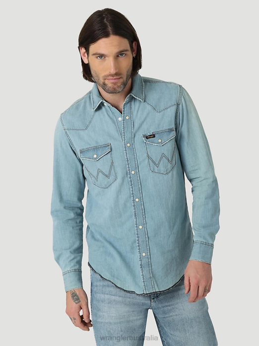 Heritage Workshirt Men Wrangler RHXV477 Clothing Icy Blue (112319096)