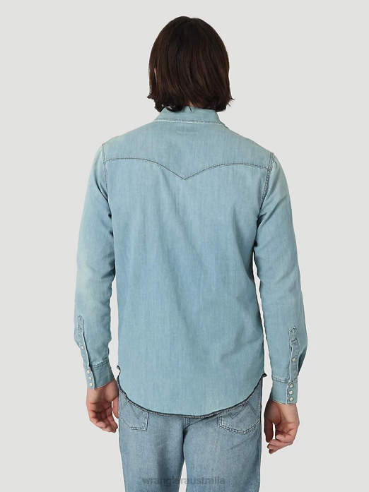 Heritage Workshirt Men Wrangler RHXV477 Clothing Icy Blue (112319096)