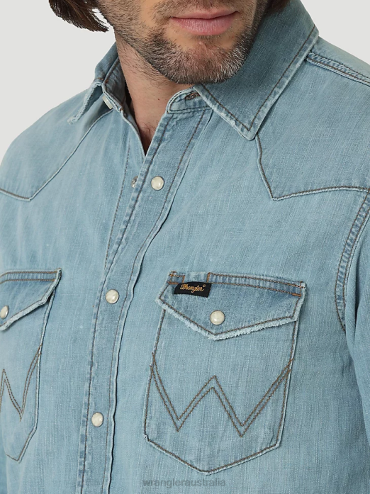 Heritage Workshirt Men Wrangler RHXV477 Clothing Icy Blue (112319096)