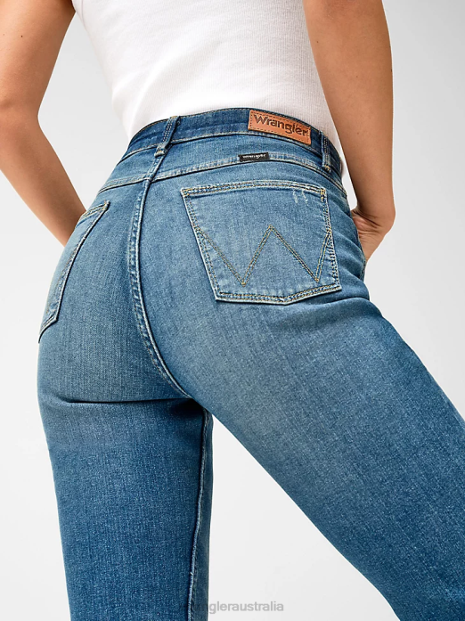 High Rise Bold Boot Jean Women Wrangler RHXV730 Clothing Medium Dark (112324285)