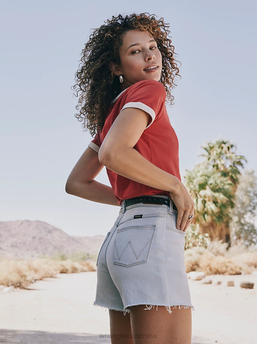 High Rise Mid Thigh Short Women Wrangler RHXV825 Clothing Dream Blue (112333794)