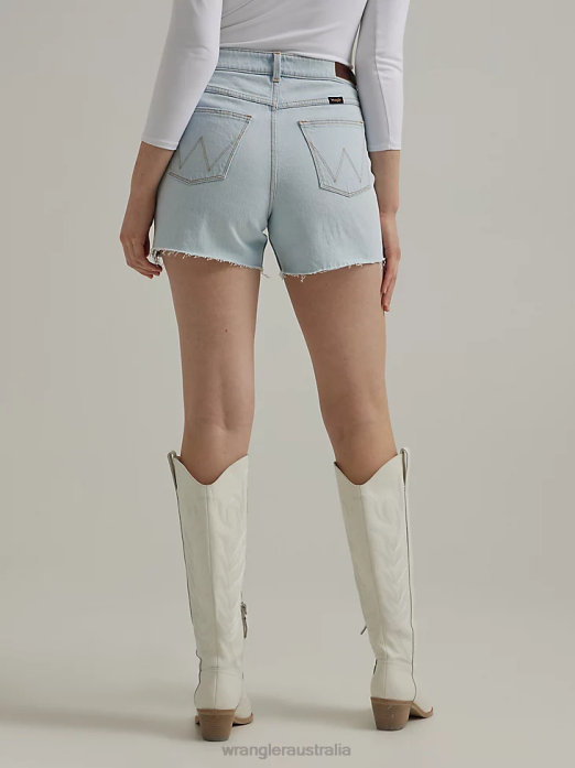 High Rise Mid Thigh Short Women Wrangler RHXV825 Clothing Dream Blue (112333794)
