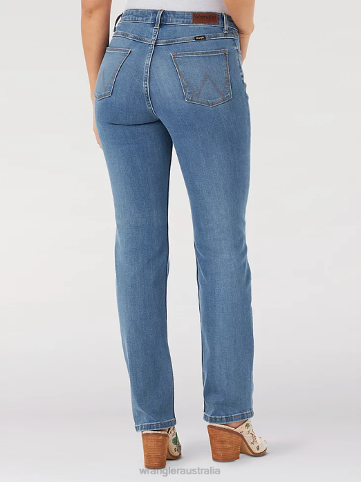 High Rise True Straight Leg Jean Women Wrangler RHXV776 Clothing Rocky (MT1STRK)