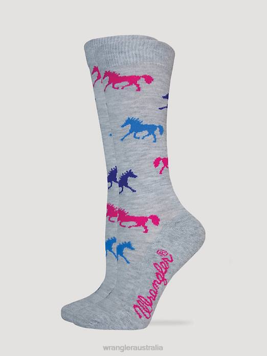 Horses Crew Ultra-Dri Socks Women Wrangler RHXV920 Accessories Charcoal (112318553)