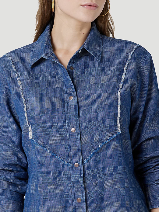 Long Sleeve One Point Front and Back Yokes Solid Top Women Wrangler RHXV888 Clothing Black (LW1002X)