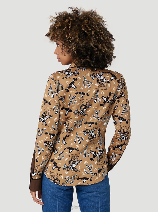 Long Sleeve One Point Front and Back Yokes Solid Top Women Wrangler RHXV888 Clothing Black (LW1002X)