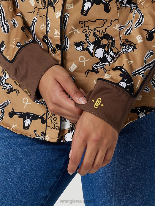 Long Sleeve One Point Front and Back Yokes Solid Top Women Wrangler RHXV888 Clothing Black (LW1002X)