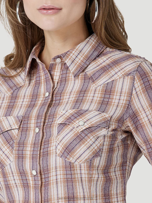 Long Sleeve One Point Front and Back Yokes Solid Top Women Wrangler RHXV888 Clothing Black (LW1002X)