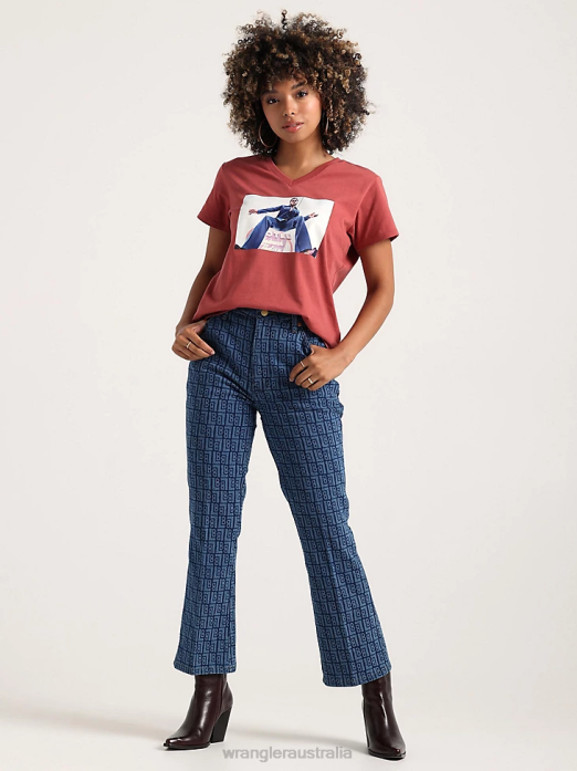 Long Sleeve Western Snap Denim Shirt Women Wrangler RHXV880 Clothing Mid Denim (LW7006D)