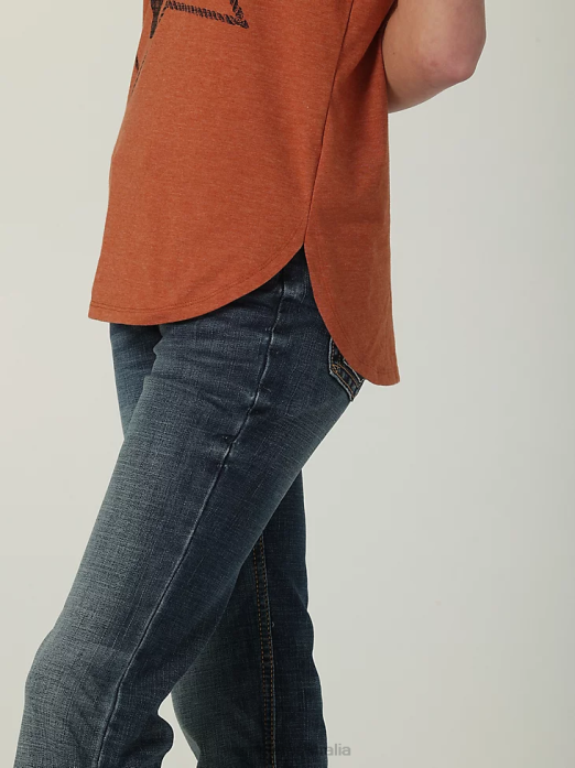 Long Sleeve Western Snap Denim Shirt Women Wrangler RHXV880 Clothing Mid Denim (LW7006D)