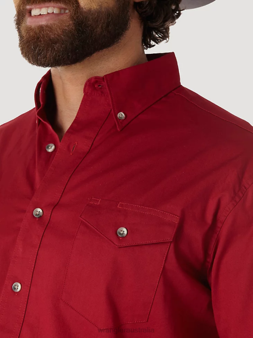 Painted Desert Long Sleeve Button Down Lightweight Solid Twill Shirt Men Wrangler RHXV297 Clothing Red (MP3522R)