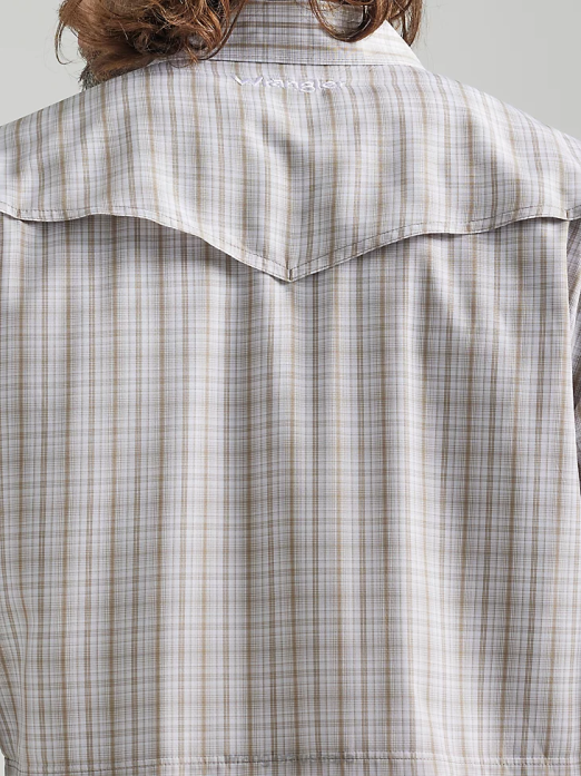 Performance Snap Long Sleeve Plaid Shirt Men Wrangler RHXV435 Clothing Tan Plaid (112326185)