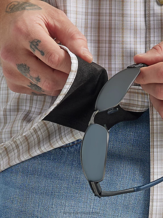 Performance Snap Long Sleeve Plaid Shirt Men Wrangler RHXV435 Clothing Tan Plaid (112326185)