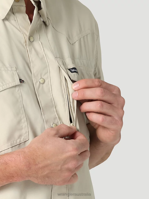 Performance Snap Long Sleeve Solid Shirt Men Wrangler RHXV432 Clothing Overcast (112323768)