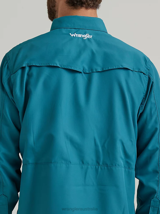 Performance Snap Long Sleeve Solid Shirt Men Wrangler RHXV433 Clothing Deep Teal (112326173)