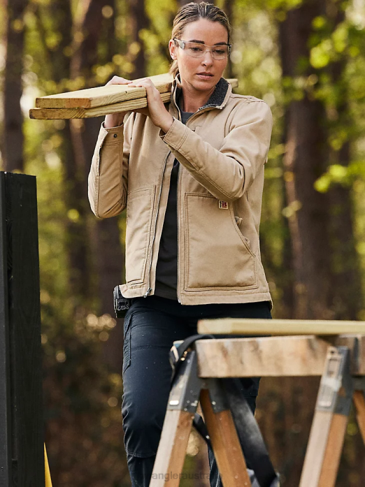 RIGGS Tough Layers Sherpa Lined Canvas Jacket Women Wrangler RHXV863 Clothing Golden Khaki (112318477)