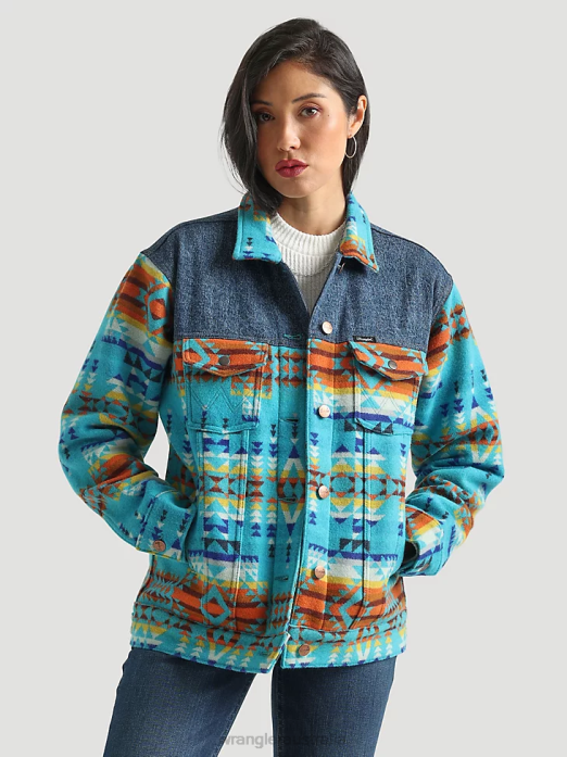 RIGGS Tough Layers Sherpa Lined Canvas Jacket Women Wrangler RHXV863 Clothing Golden Khaki (112318477)