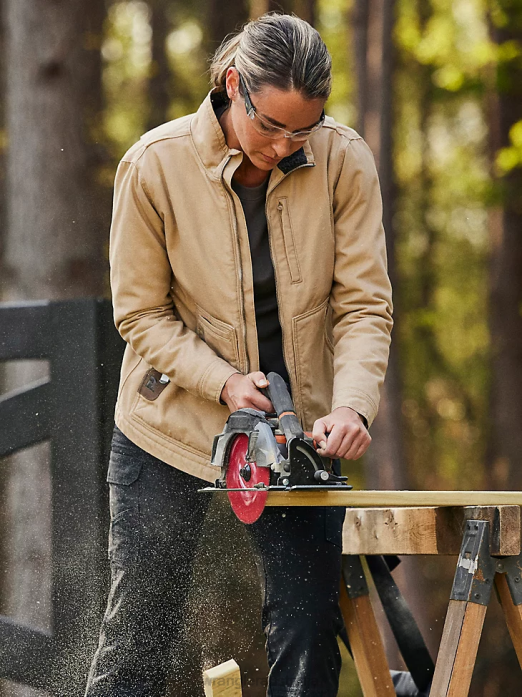 RIGGS Tough Layers Sherpa Lined Canvas Jacket Women Wrangler RHXV863 Clothing Golden Khaki (112318477)