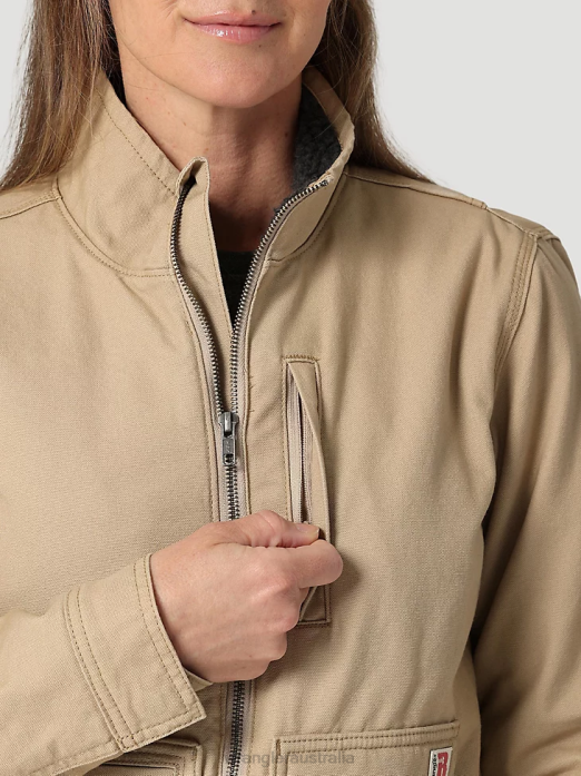 RIGGS Tough Layers Sherpa Lined Canvas Jacket Women Wrangler RHXV863 Clothing Golden Khaki (112318477)