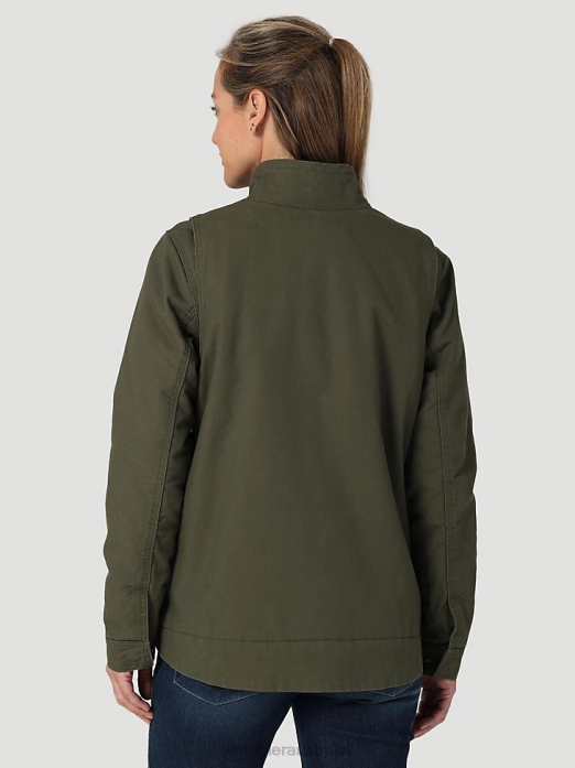 RIGGS Tough Layers Sherpa Lined Canvas Jacket Women Wrangler RHXV864 Clothing Loden (112318476)
