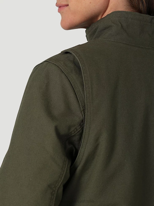 RIGGS Tough Layers Sherpa Lined Canvas Jacket Women Wrangler RHXV864 Clothing Loden (112318476)