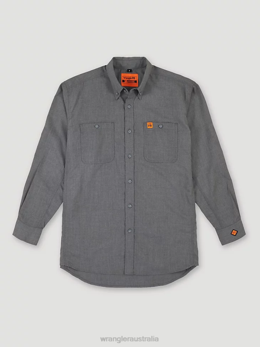 RIGGS Workwear FR Flame Resistant Twill Solid Work Shirt Men Wrangler RHXV401 Clothing Grey (FR3W01G)