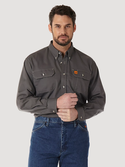 RIGGS Workwear FR Flame Resistant Work Shirt Men Wrangler RHXV404 Clothing Slate Grey (FR3W5GY)