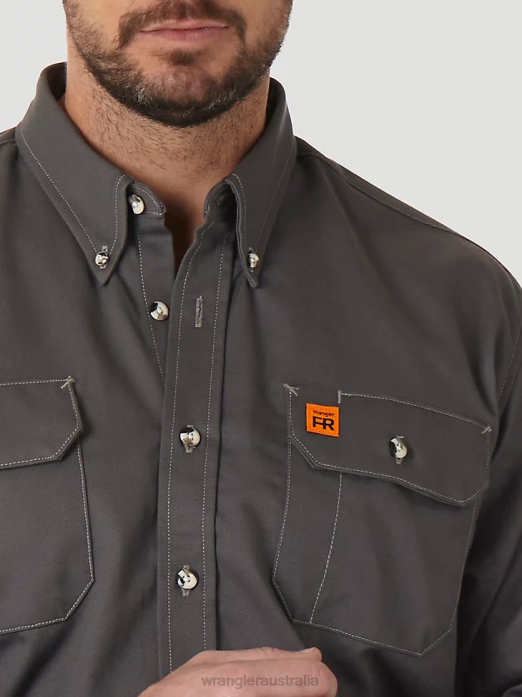 RIGGS Workwear FR Flame Resistant Work Shirt Men Wrangler RHXV404 Clothing Slate Grey (FR3W5GY)