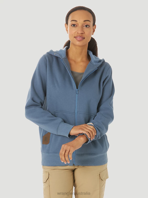RIGGS Workwear Full Zip Work Hoodie Women Wrangler RHXV865 Clothing Blue Sea (3WF19BS)