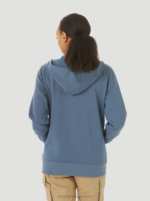 RIGGS Workwear Full Zip Work Hoodie Women Wrangler RHXV865 Clothing Blue Sea (3WF19BS)