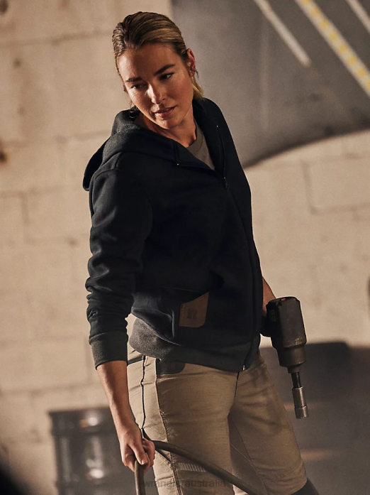 RIGGS Workwear Full Zip Work Hoodie Women Wrangler RHXV866 Clothing Black (3WF19BK)