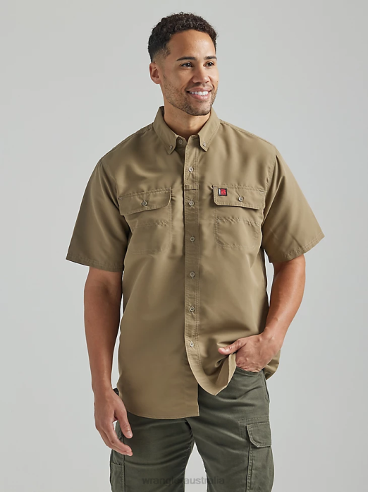 RIGGS Workwear Lightweight Work Shirt Men Wrangler RHXV348 Clothing Dark Khaki (112325420)