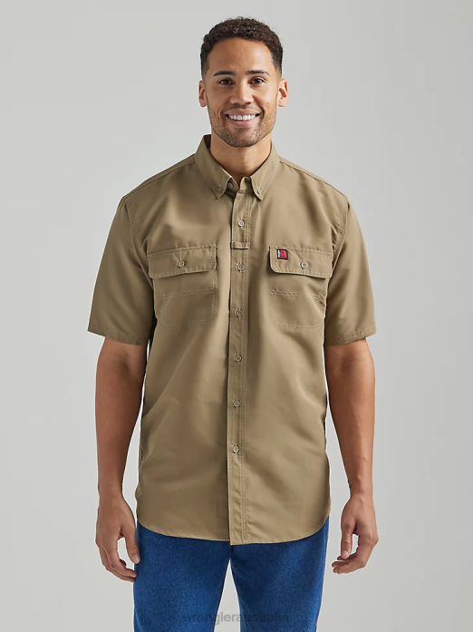RIGGS Workwear Lightweight Work Shirt Men Wrangler RHXV348 Clothing Dark Khaki (112325420)