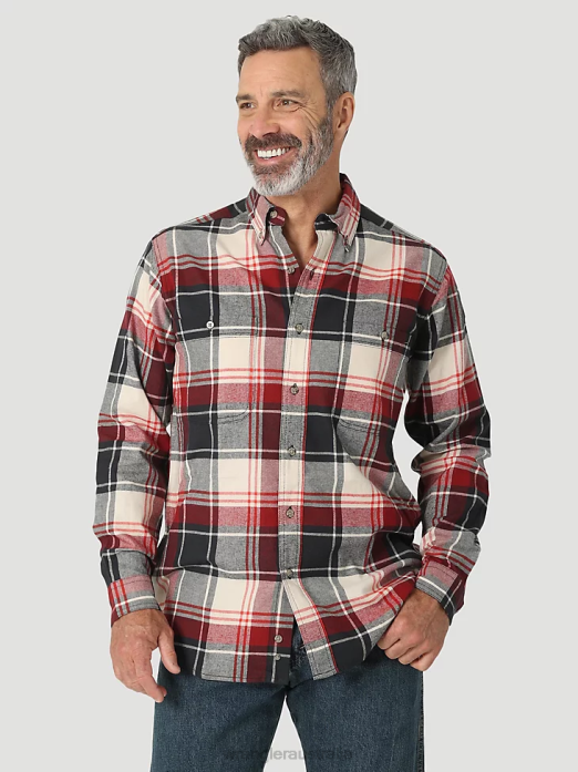 RIGGS Workwear Long Sleeve Button Down Solid Twill Work Shirt Men Wrangler RHXV349 Clothing Forest Green (3W501FG)