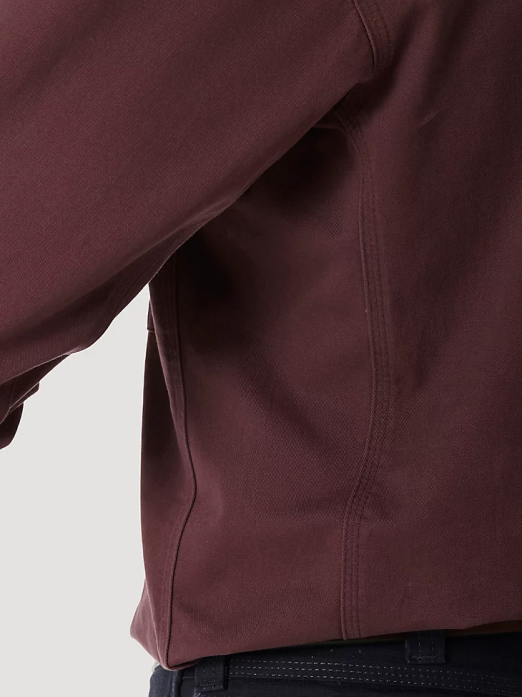 RIGGS Workwear Long Sleeve Button Down Solid Twill Work Shirt Men Wrangler RHXV352 Clothing Burgundy (3W501BG)