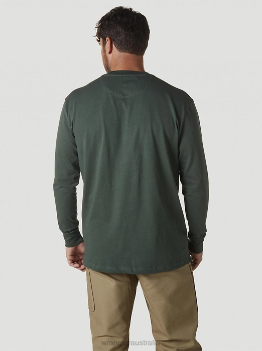 RIGGS Workwear Long Sleeve Pocket T-Shirt Men Wrangler RHXV275 Clothing Forest Green (3W710FG)