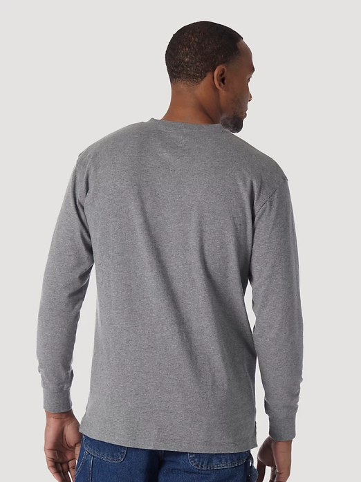 RIGGS Workwear Long Sleeve Solid Henley Men Wrangler RHXV288 Clothing Charcoal Grey (3W750CH)