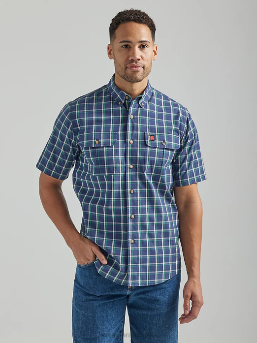 RIGGS Workwear Plaid Work Shirt Men Wrangler RHXV671 Clothing Blue Ocean Green (112325151)