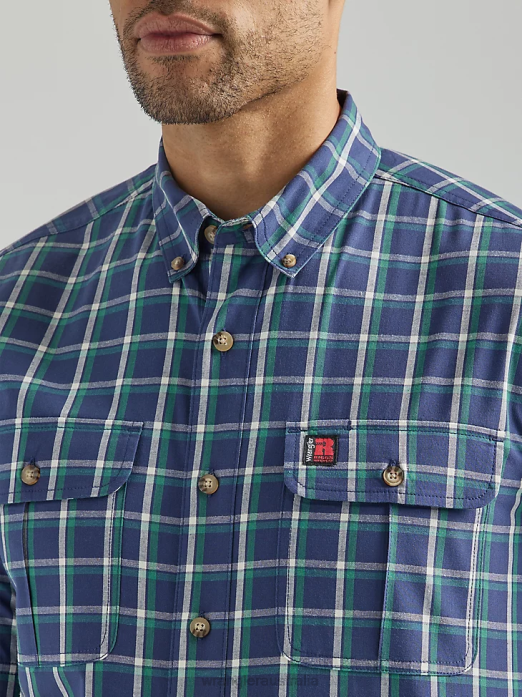 RIGGS Workwear Plaid Work Shirt Men Wrangler RHXV671 Clothing Blue Ocean Green (112325151)
