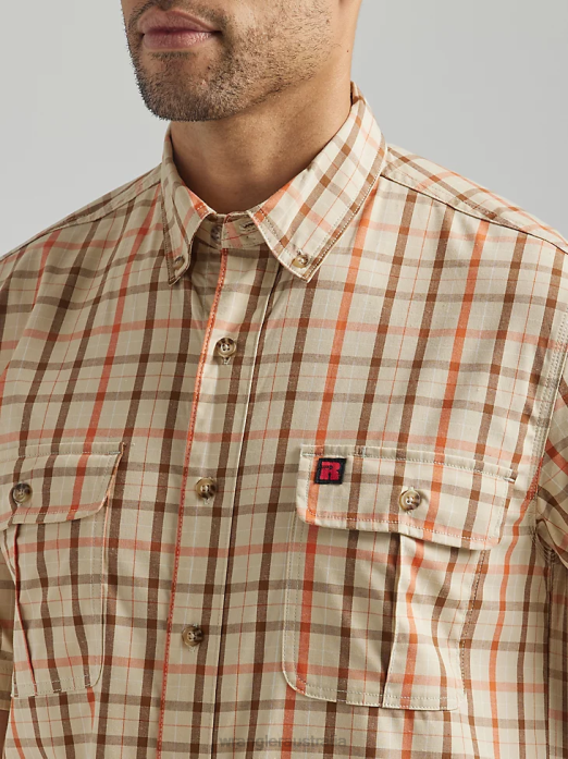 RIGGS Workwear Plaid Work Shirt Men Wrangler RHXV673 Clothing Khaki Yellow (112325418)
