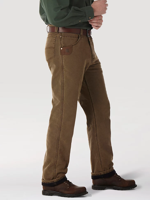 RIGGS Workwear Quilted Lined Five Pocket Jean Men Wrangler RHXV192 Clothing Night Brown (3W055NB)